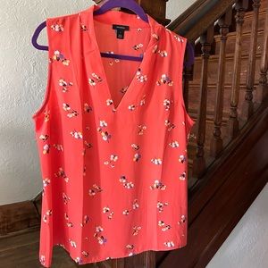 Nordstrom Halogen sleeveless orange print top Size L